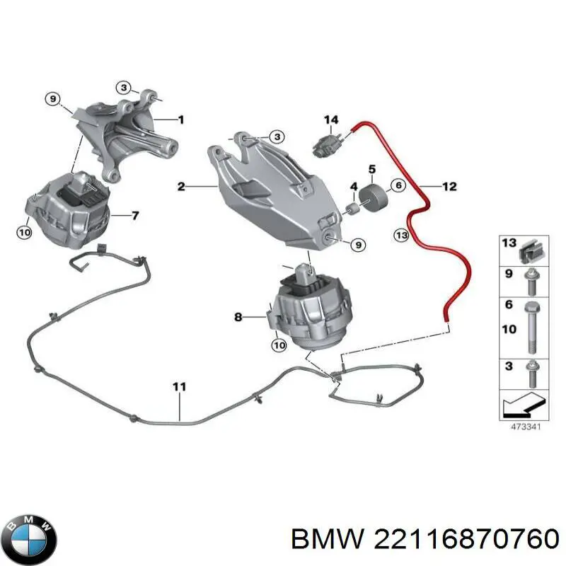 22116870760 BMW Wspornik prawej poduszki (podpory) silnika
