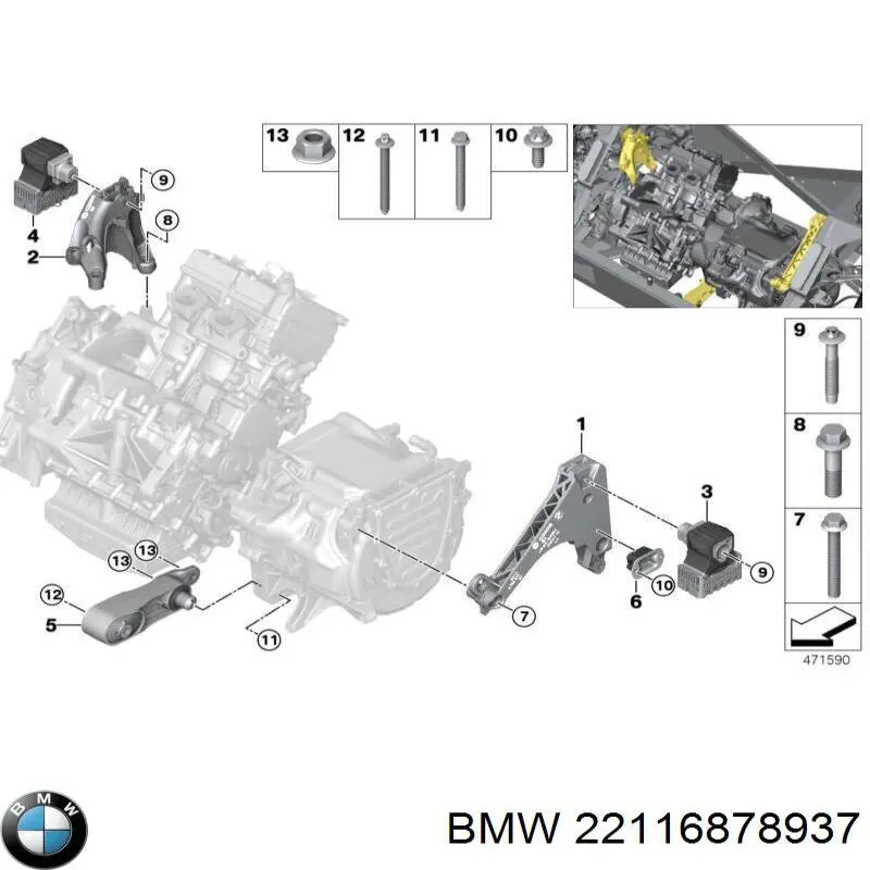 22116878937 BMW Poduszka (podpora) silnika lewa