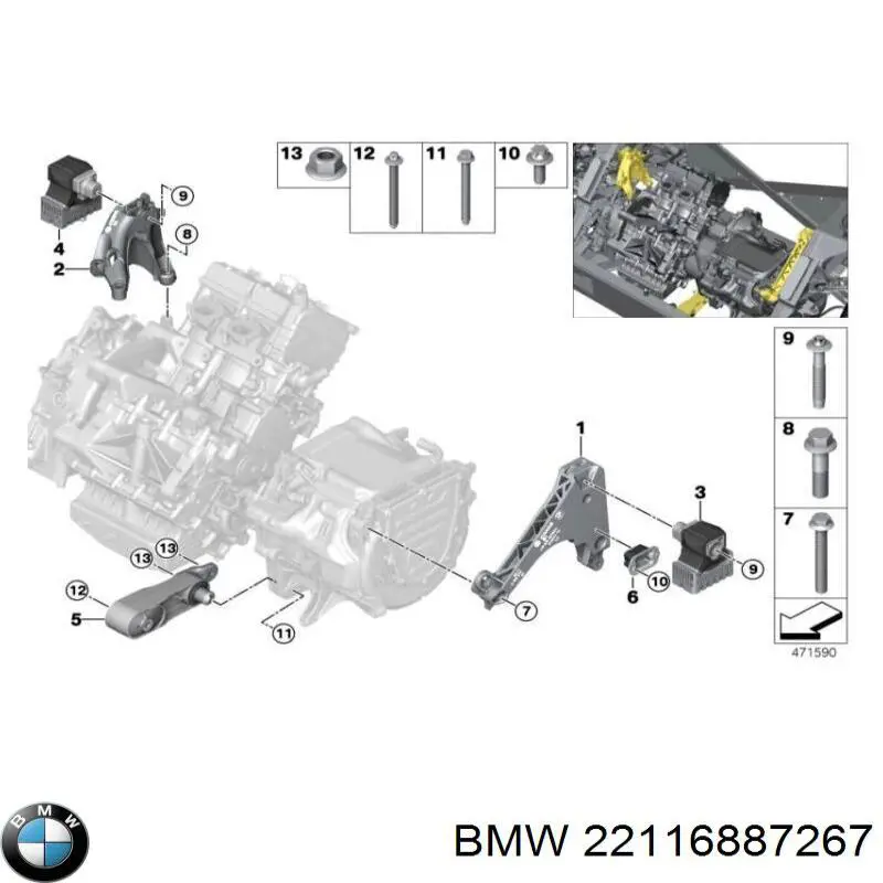 22116887267 BMW Poduszka (podpora) silnika lewa
