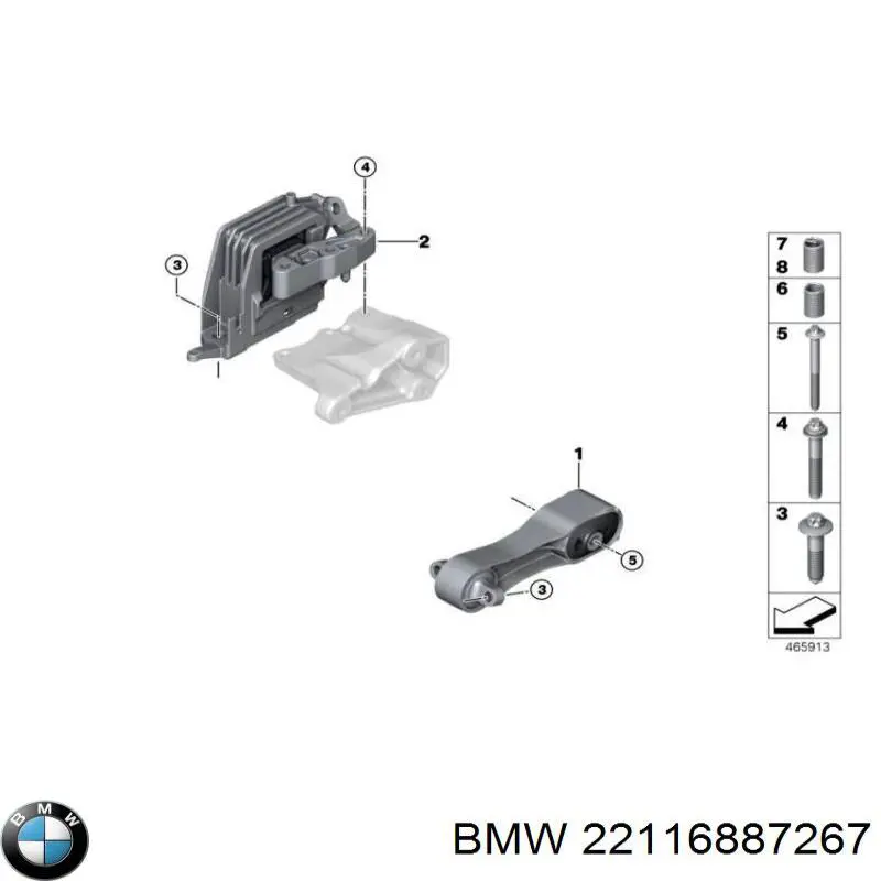Poduszka (podpora) silnika lewa BMW 22116887267 cena, od 200,43 USD