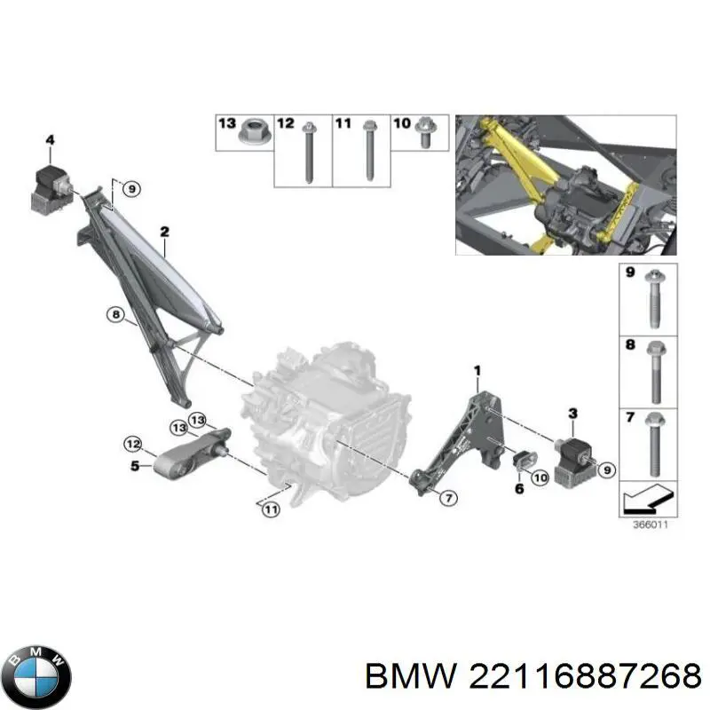 22116887268 BMW Poduszka (podpora) silnika prawa