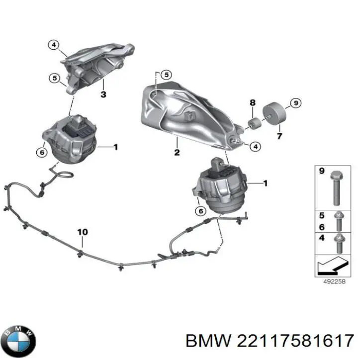 Poduszka (podpora) silnika lewa BMW 22117581617 cena, od 91,11 USD