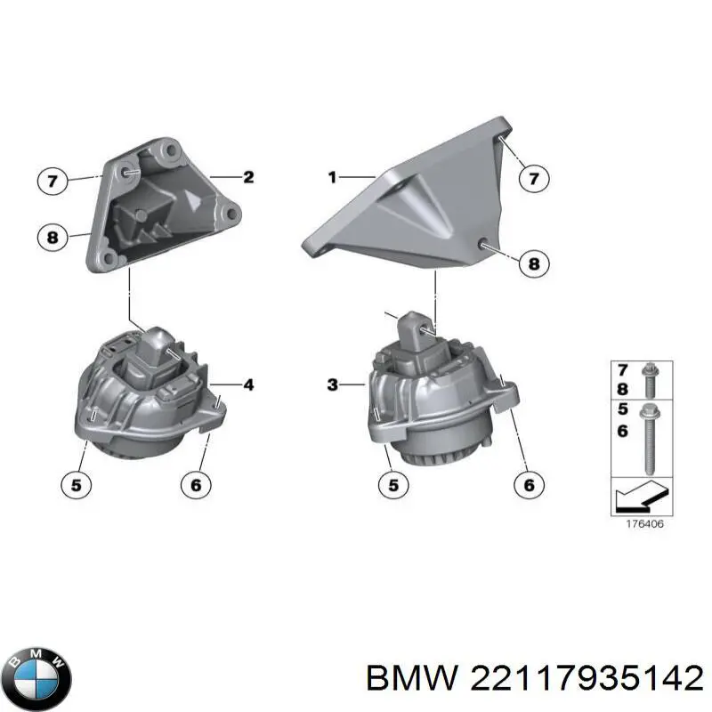 22117935142 BMW poduszka (podpora silnika prawa)