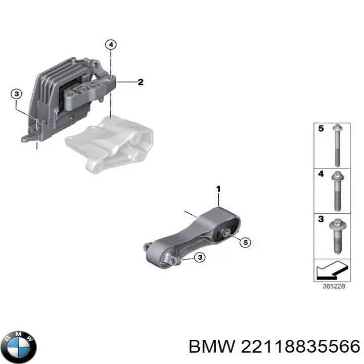 Poduszka (podpora) silnika prawa BMW 22118835566