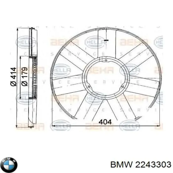 Wentylator (wirnik) chłodnicy BMW 2243303 cena, od 53,88 USD