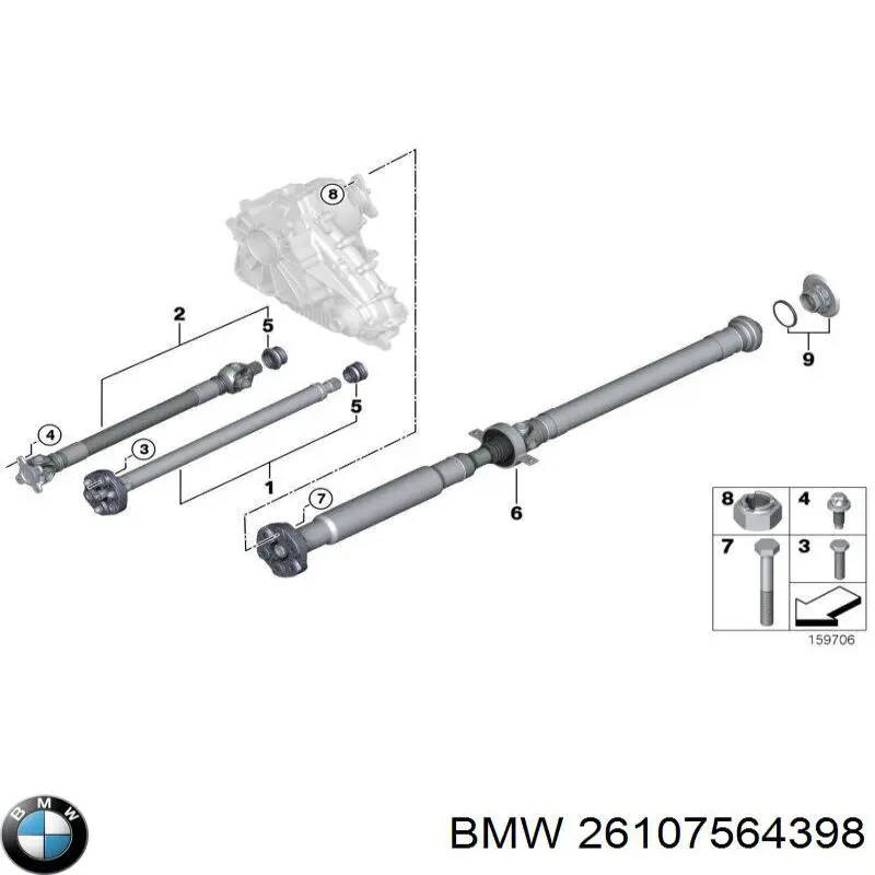 26107564398 BMW Wał Cardana tylny, kompletny