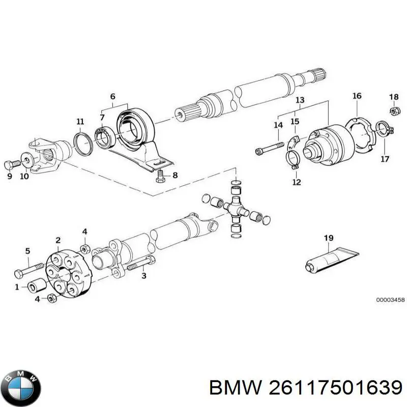 Do koszyka 26117501639 BMW Przegub homokinetyczny tylny wału Cardana tylnego