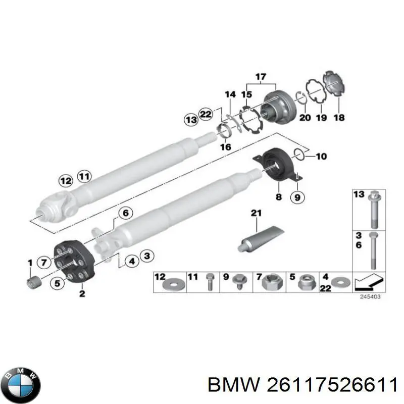 Do koszyka 26117526611 BMW Tuleja wału Cardana centrująca