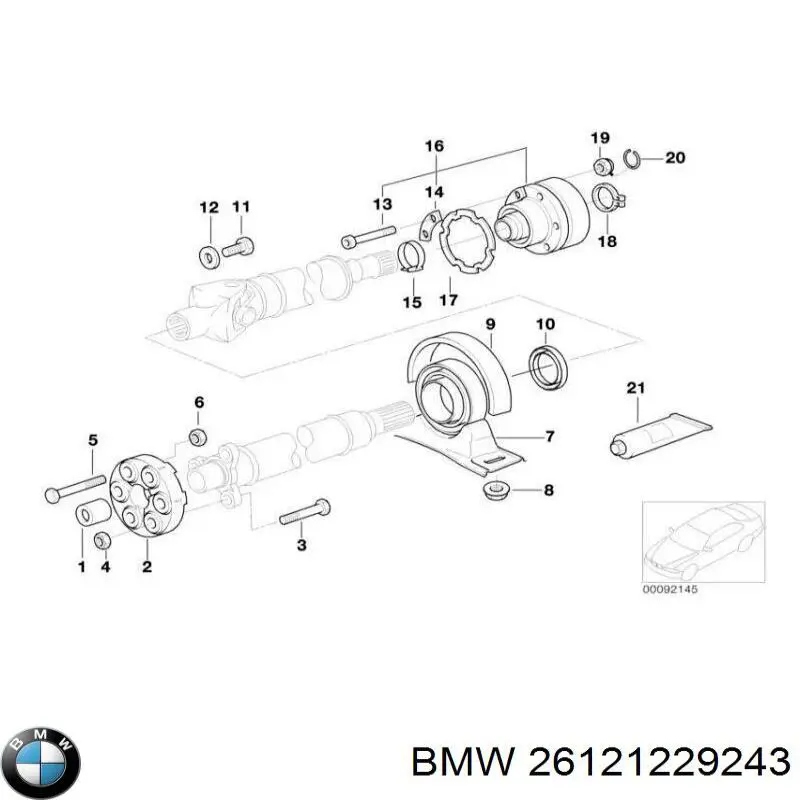 Łożysko podwieszane wału Cardana BMW 26121229243 cena, od 36,73 USD