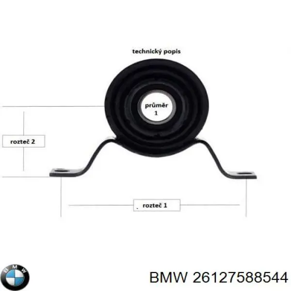 Do koszyka 26127588544 BMW Łożysko podwieszane wału Cardana