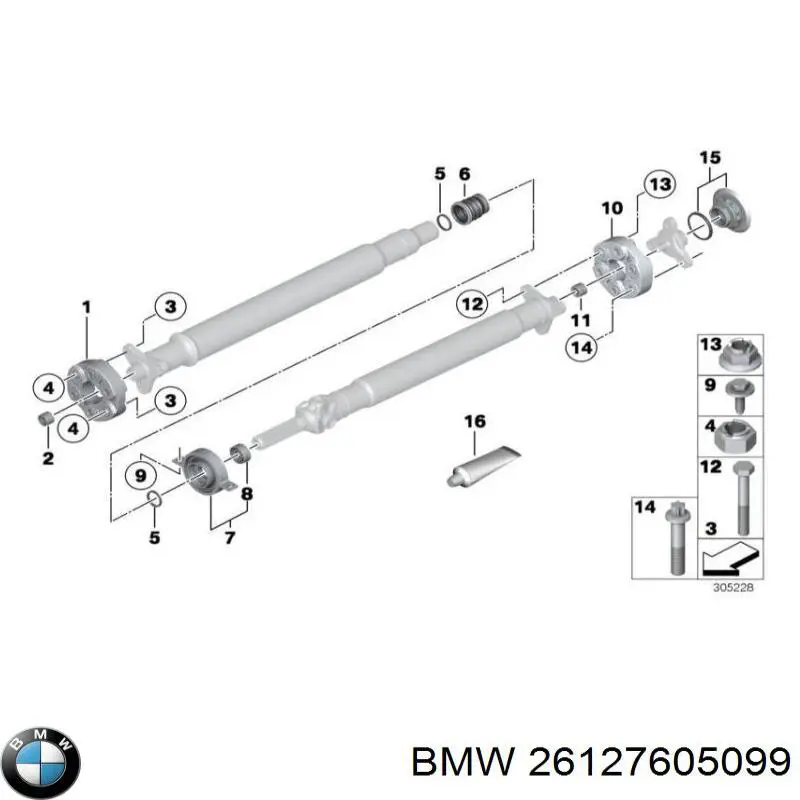 26127605099 BMW Łożysko podwieszane wału Cardana