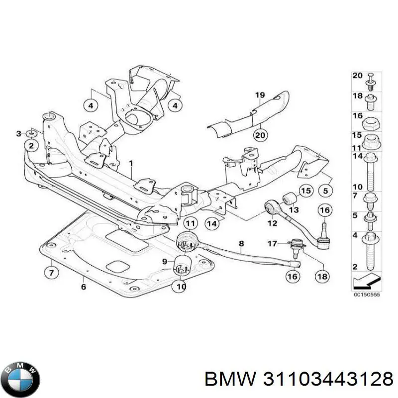 31103443128 BMW wahacz zawieszenia przedniego dolny prawy