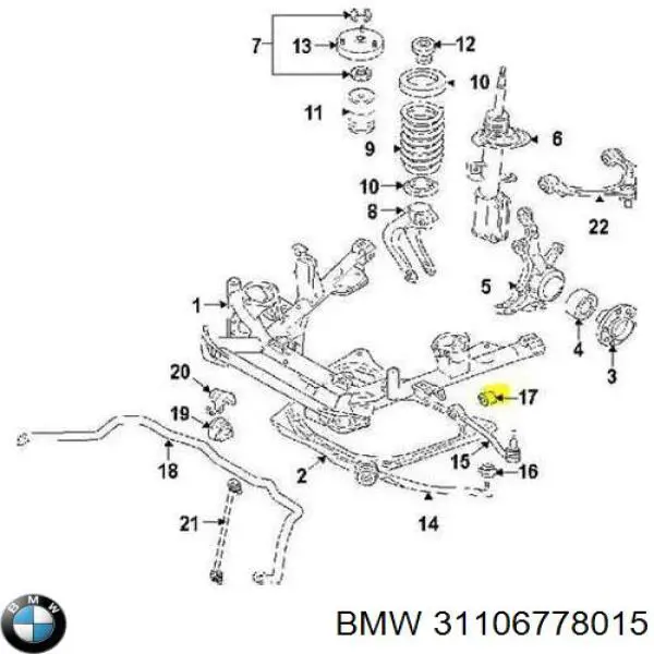 Silentblock przedniego wahacza dolnego BMW 31106778015 cena, od 18,48 USD