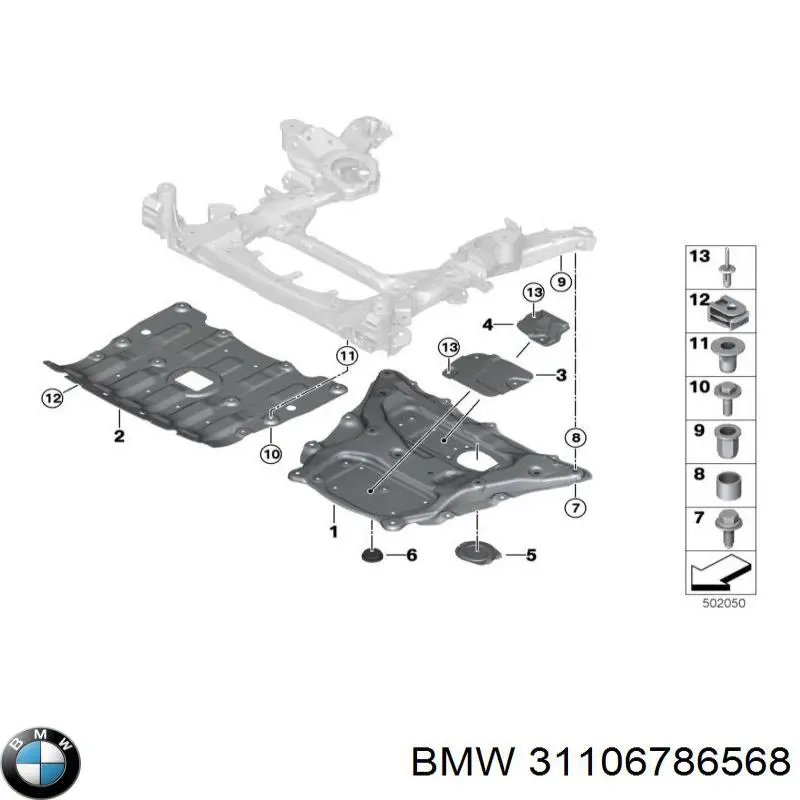 31106786568 BMW Osłona silnika, miski (przedziału silnika)