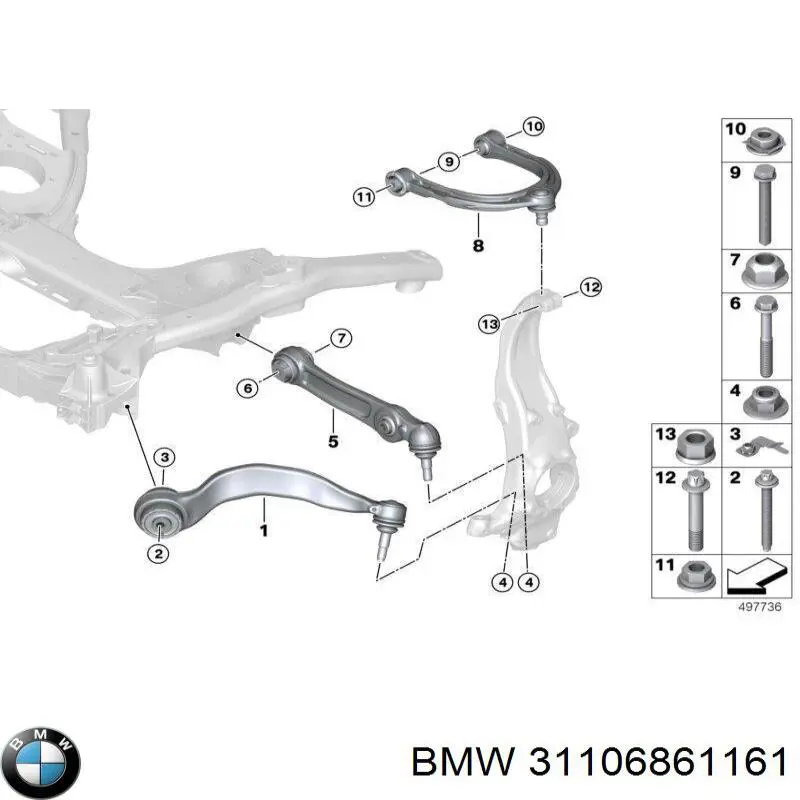Wahacz zawieszenia przedniego dolny lewy BMW 31106861161 cena, od 111,57 USD