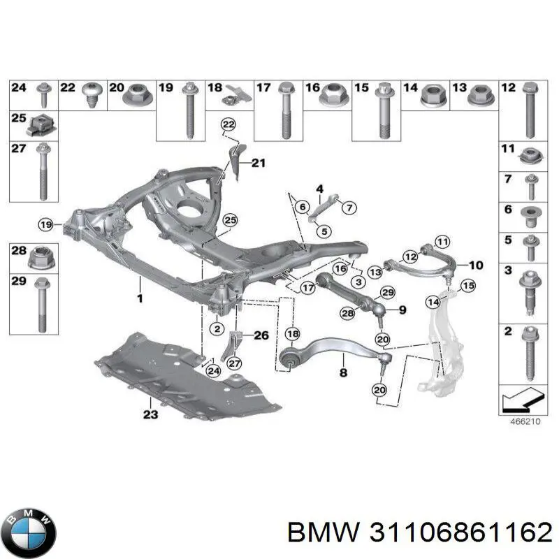 31106861162 BMW Wahacz zawieszenia przedniego dolny prawy