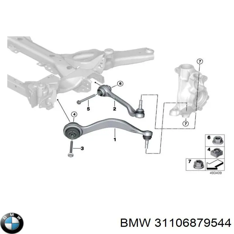 31106879544 BMW Wahacz zawieszenia przedniego dolny prawy