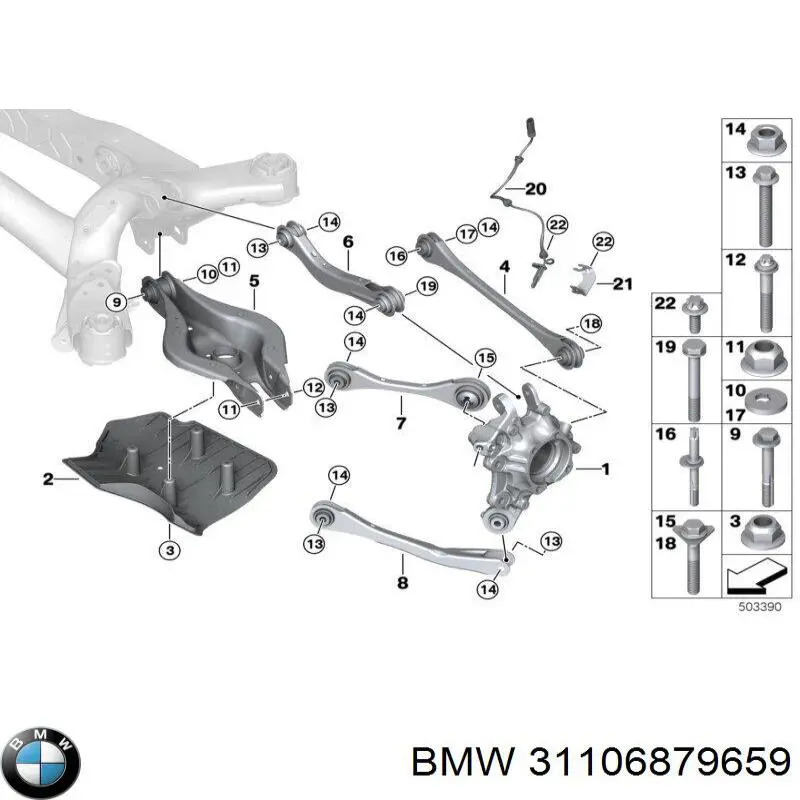 Wahacz zawieszenia tylnego poprzeczny BMW 31106879659 cena, od 55,55 USD