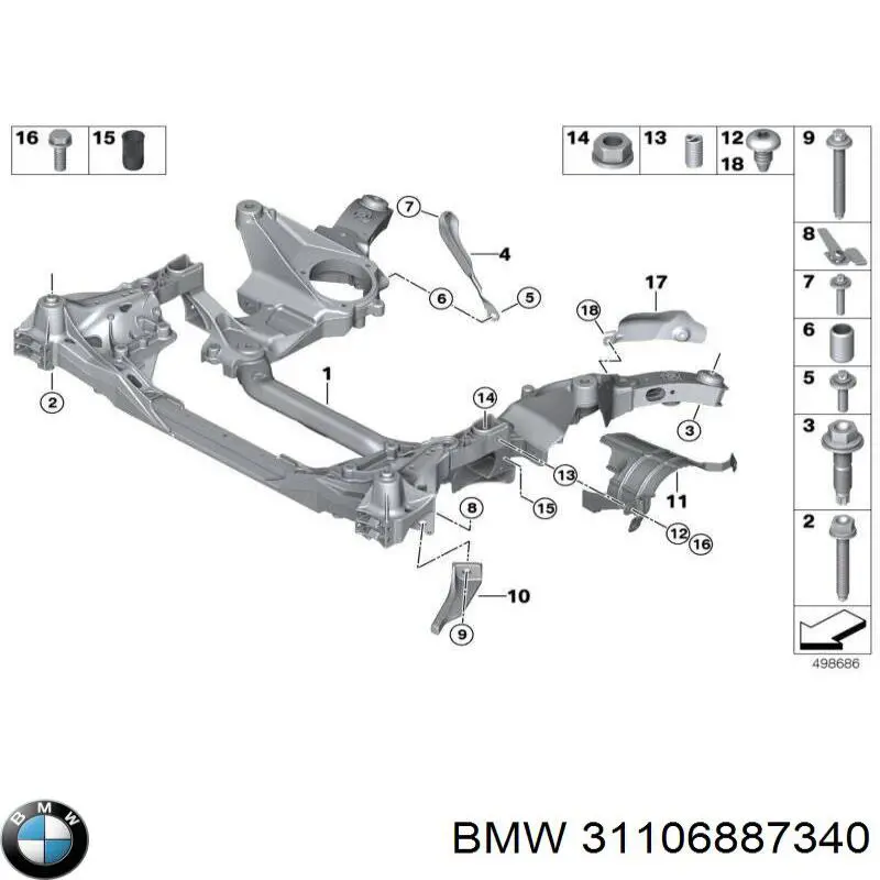 6887340 BMW Korpus osi przedniej