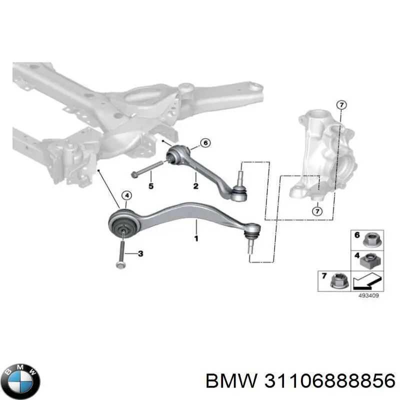 Wahacz zawieszenia przedniego dolny prawy BMW 31106888856 cena, od 63,39 USD
