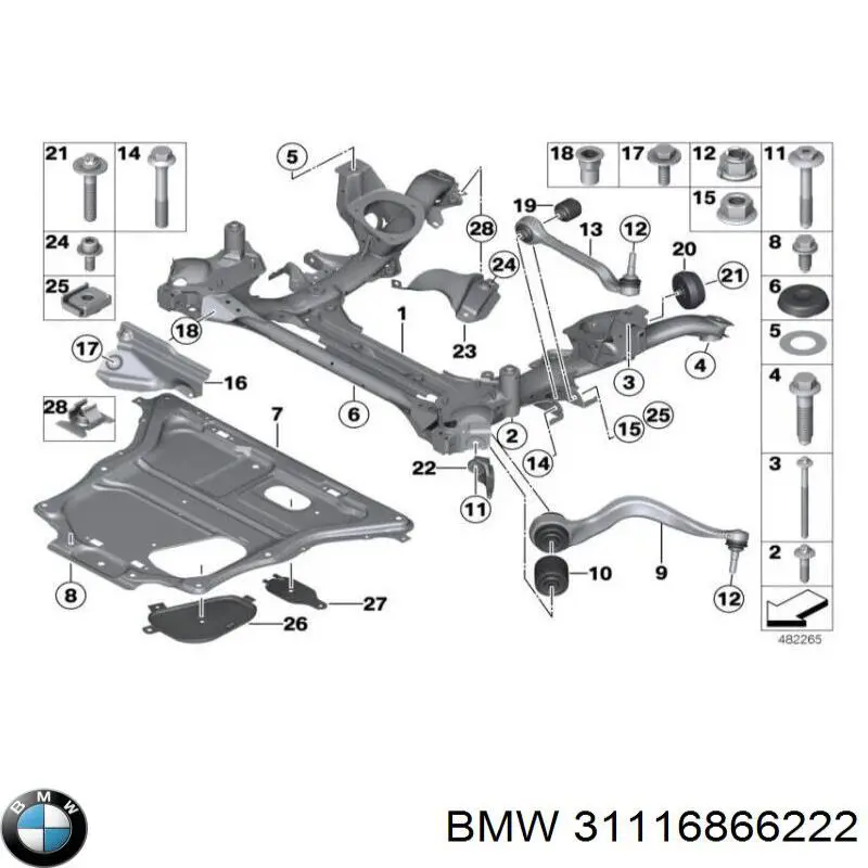 31116866222 BMW Korpus osi przedniej