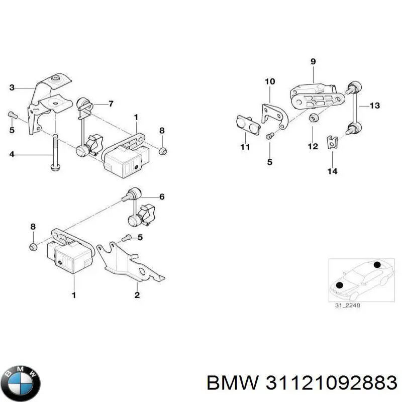 Do koszyka 31121092883 BMW Drążek czujnika poziomowania karoserii przedni