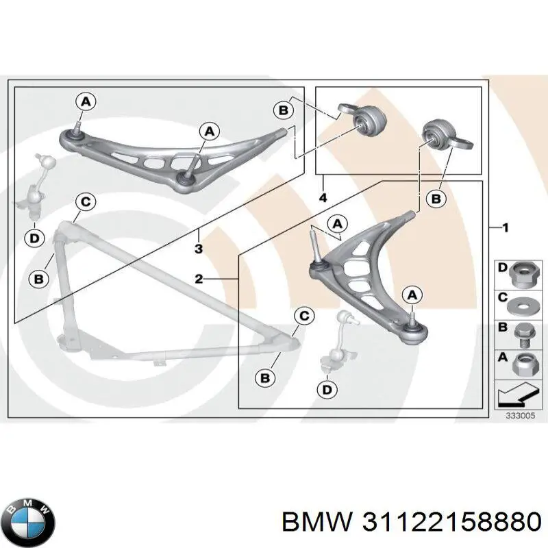Wahacz zawieszenia przedniego prawy górny do BMW 3  E46