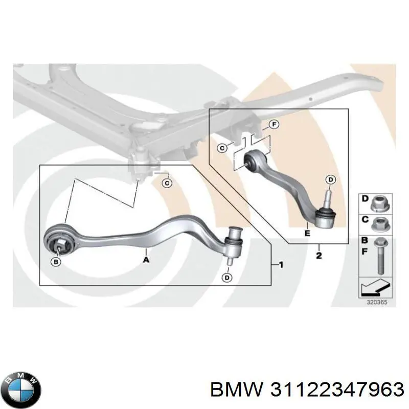Wahacz zawieszenia przedniego dolny lewy BMW 31122347963 cena, od 51,17 USD