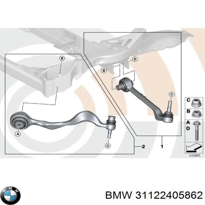 Wahacz zawieszenia przedniego dolny prawy BMW 31122405862 cena, od 61,29 USD