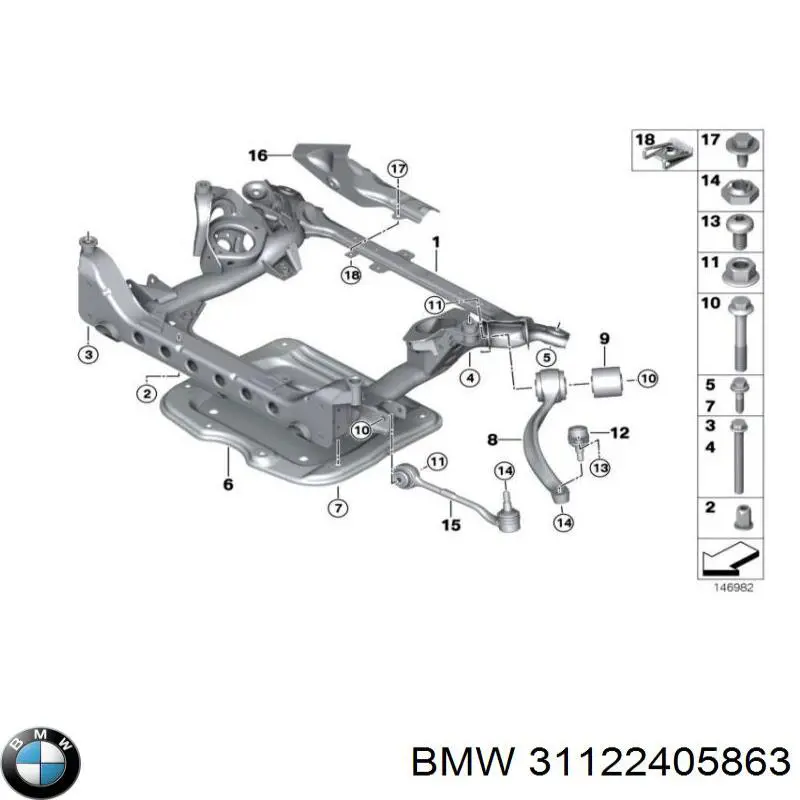 31122405863 BMW Wahacz zawieszenia przedniego dolny lewy/prawy