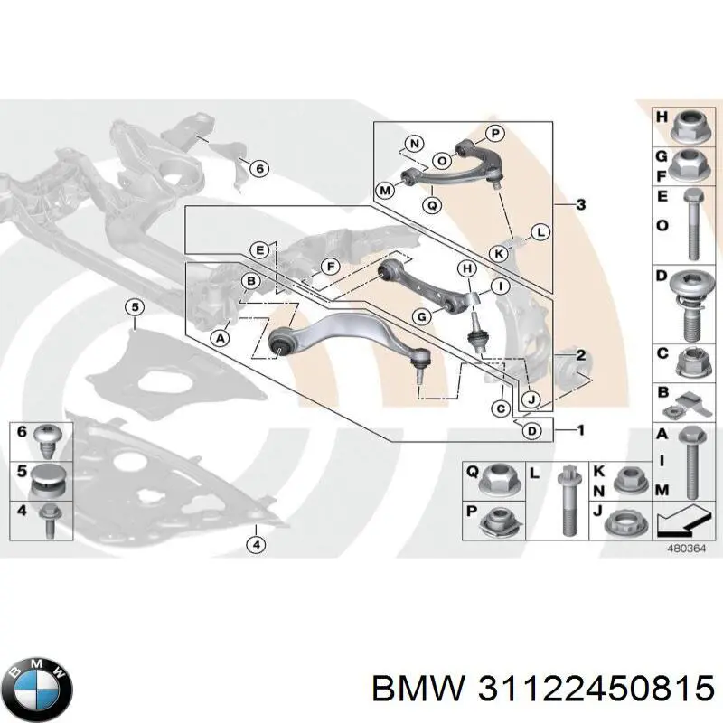 Wahacz zawieszenia przedniego dolny lewy BMW 31122450815 cena, od 77,72 USD