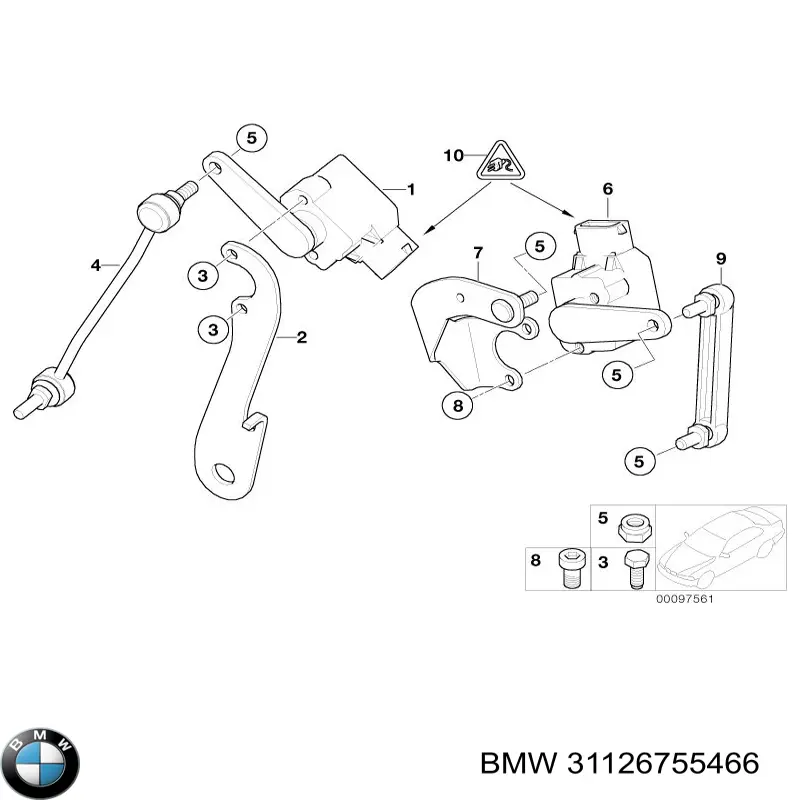 31126755466 BMW Drążek czujnika poziomowania karoserii przedni