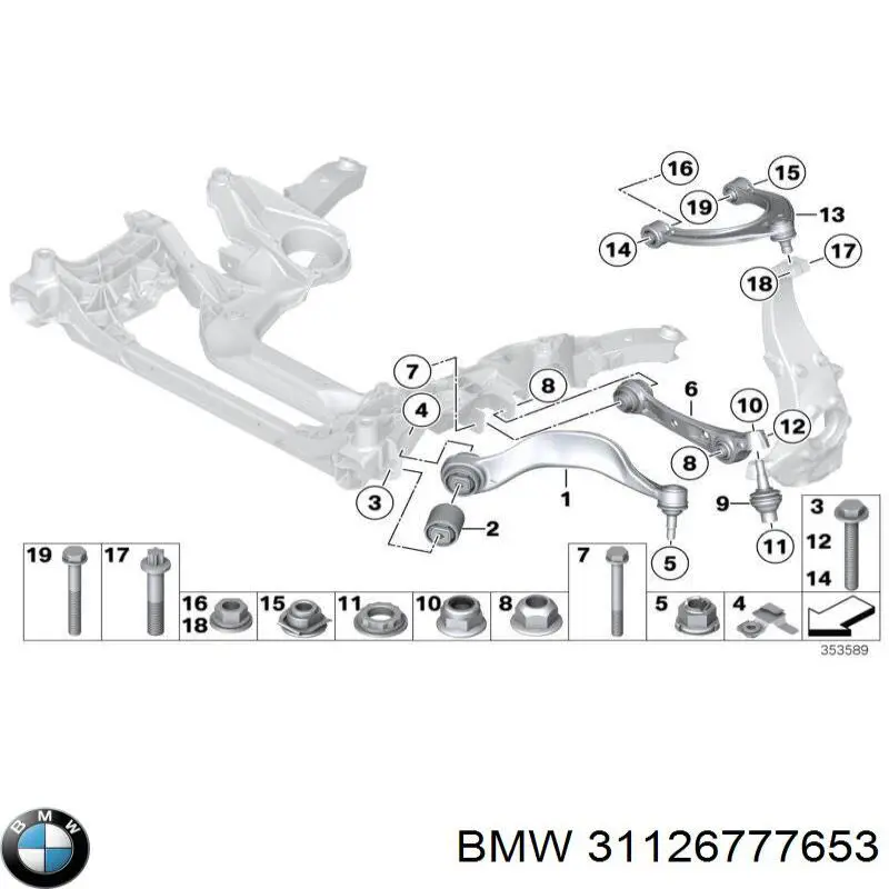 Silentblock przedniego wahacza dolnego BMW 31126777653 cena, od 25,96 USD