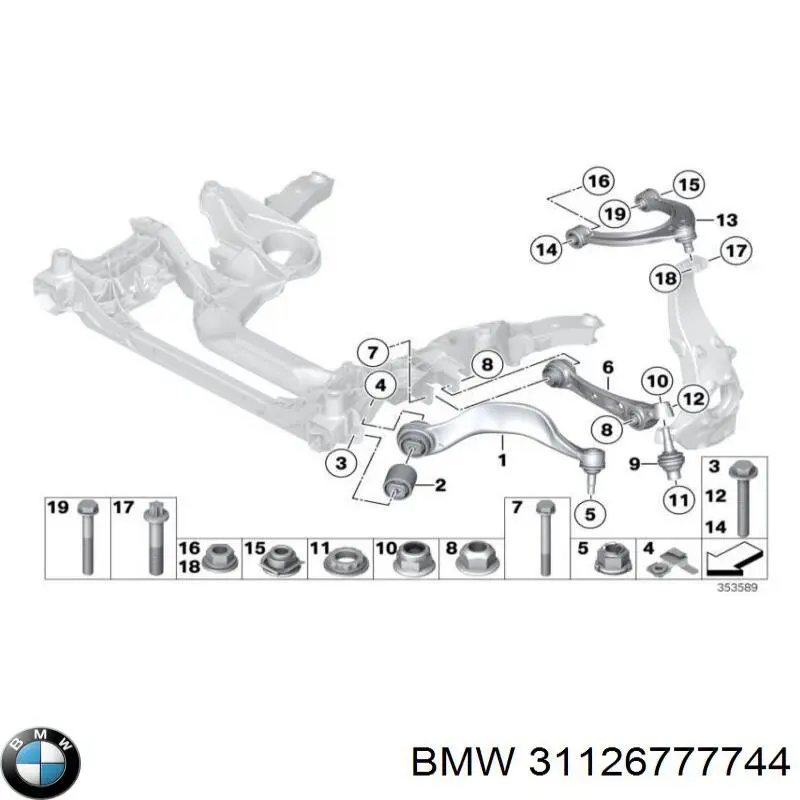 31126777744 BMW Wahacz zawieszenia przedniego dolny prawy