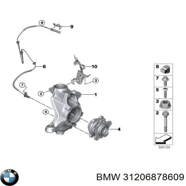 31206878609 BMW Czop (zwrotnica) przedni lewy