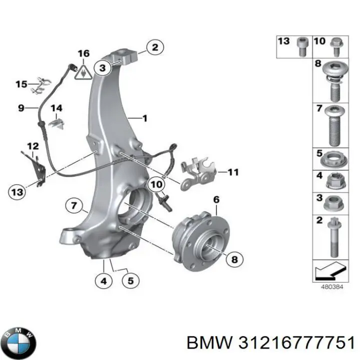 31216777751 BMW Czop (zwrotnica) przedni lewy