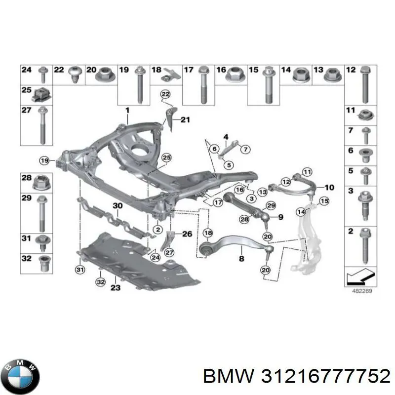 Do koszyka 31216777752 BMW Czop (zwrotnica) przedni prawy
