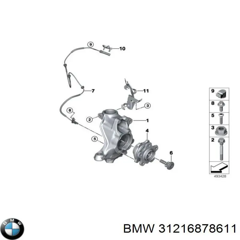 31216878611 BMW Czop (zwrotnica) przedni lewy