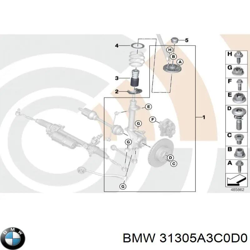 Do koszyka 31305A3C0D0 BMW Poduszka amortyzatora przedniego
