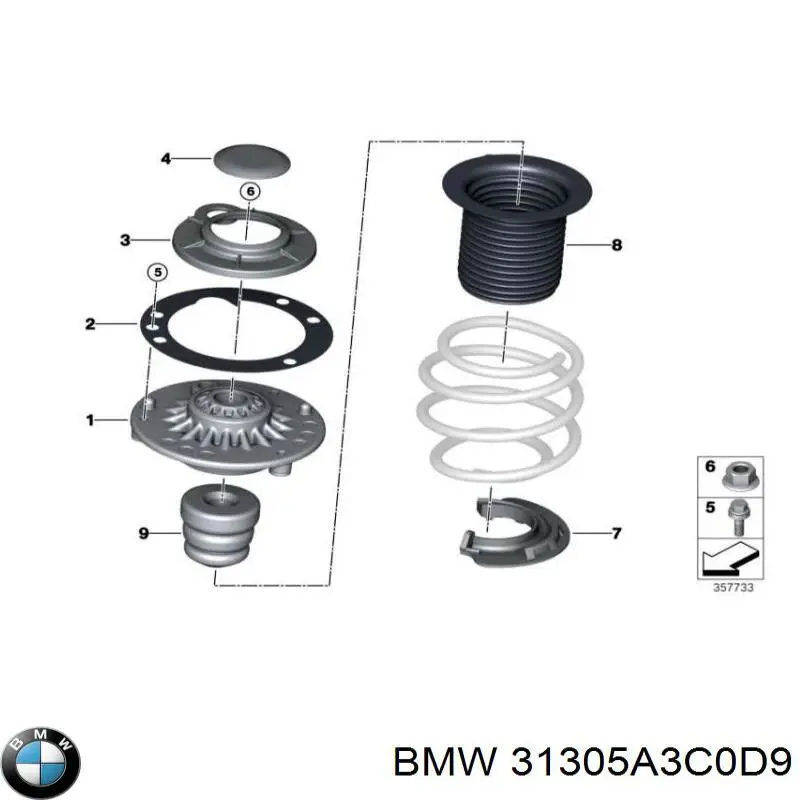 Poduszka amortyzatora przedniego BMW 31305A3C0D9 cena, od 77,65 USD