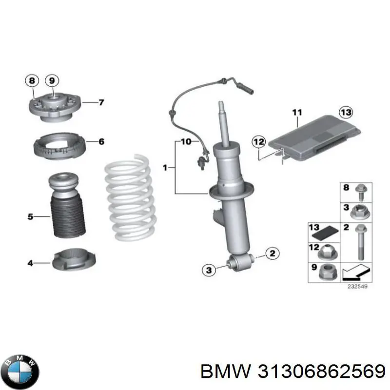 Pierścień gumowy sprężyny przedniej górny do BMW 5 (F10)