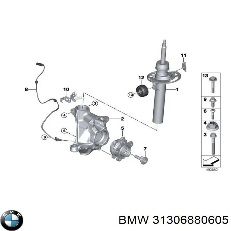 31306880605 BMW Amortyzator przedni lewy