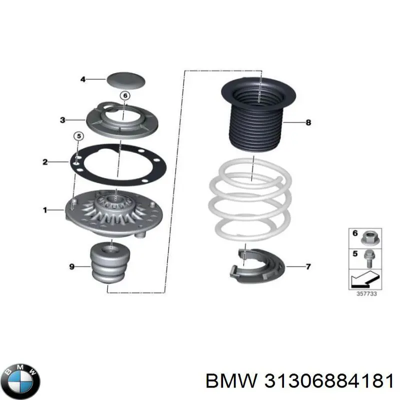 Poduszka amortyzatora przedniego BMW 31306884181 cena, od 72,21 USD