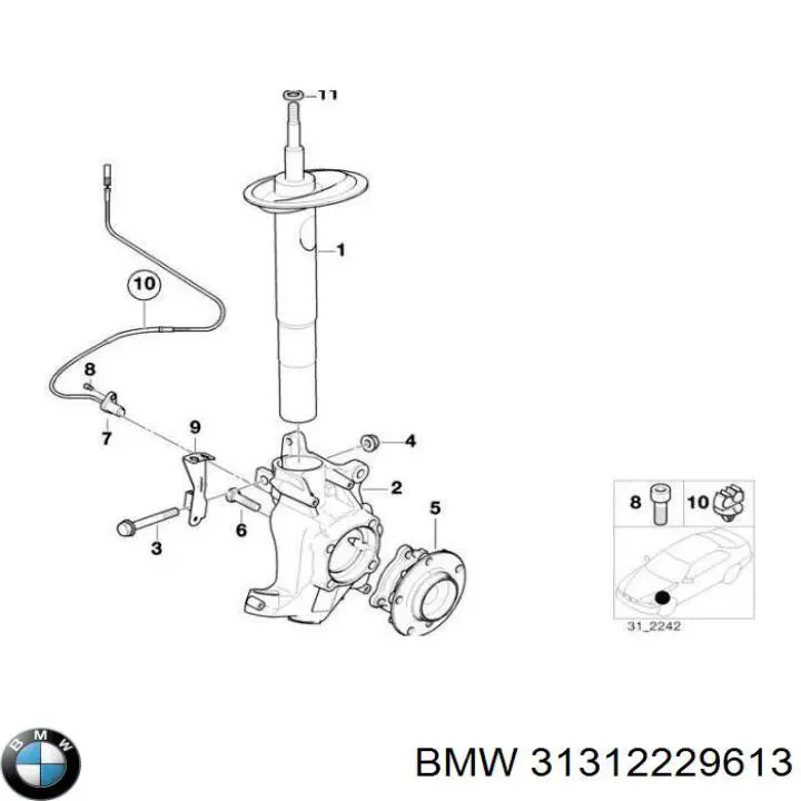 Amortyzator przedni prawy BMW 31312229613