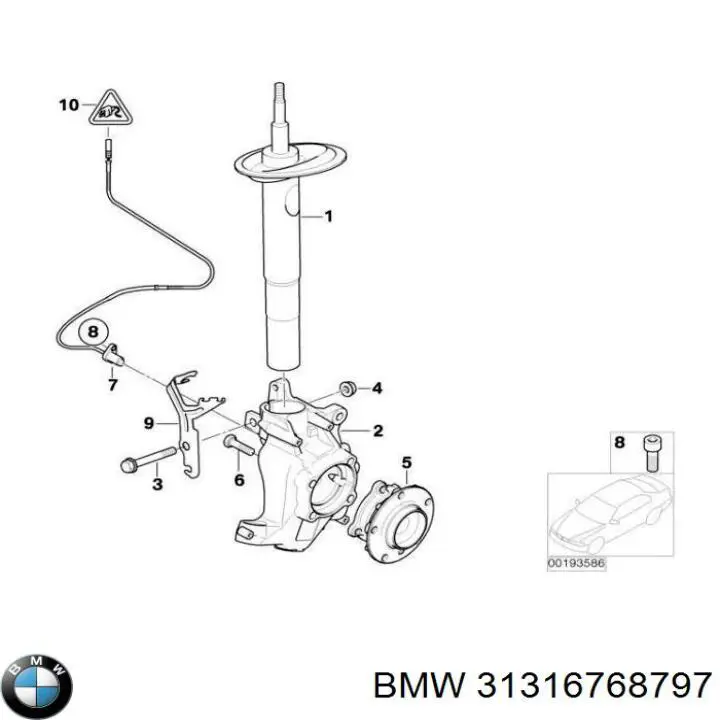 Amortyzator przedni lewy BMW 31316768797 cena, od 92,90 USD