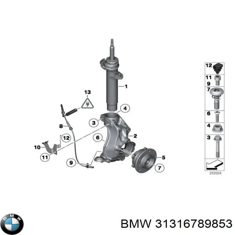Amortyzator przedni lewy BMW 31316789853 cena, od 61,08 USD