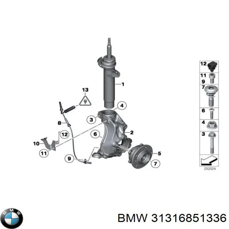 31316851336 BMW Amortyzator przedni prawy