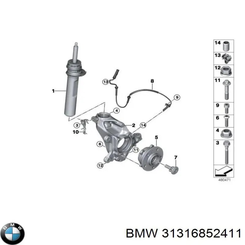 Do koszyka 31316870817 BMW Amortyzator przedni lewy
