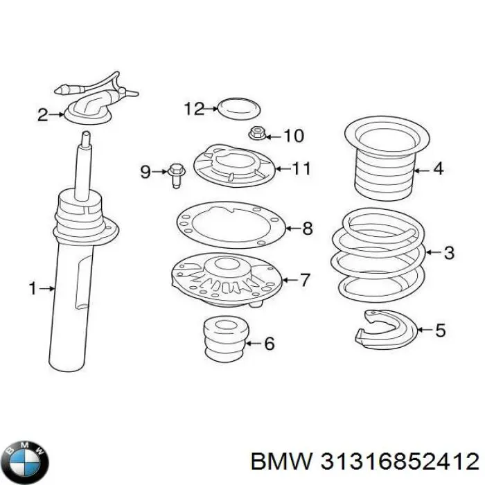 Amortyzator przedni prawy BMW 31316852412 cena, od 118,06 USD
