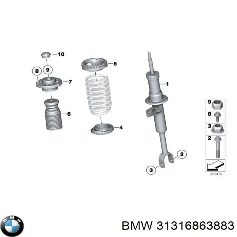 31316863883 BMW Amortyzator przedni lewy